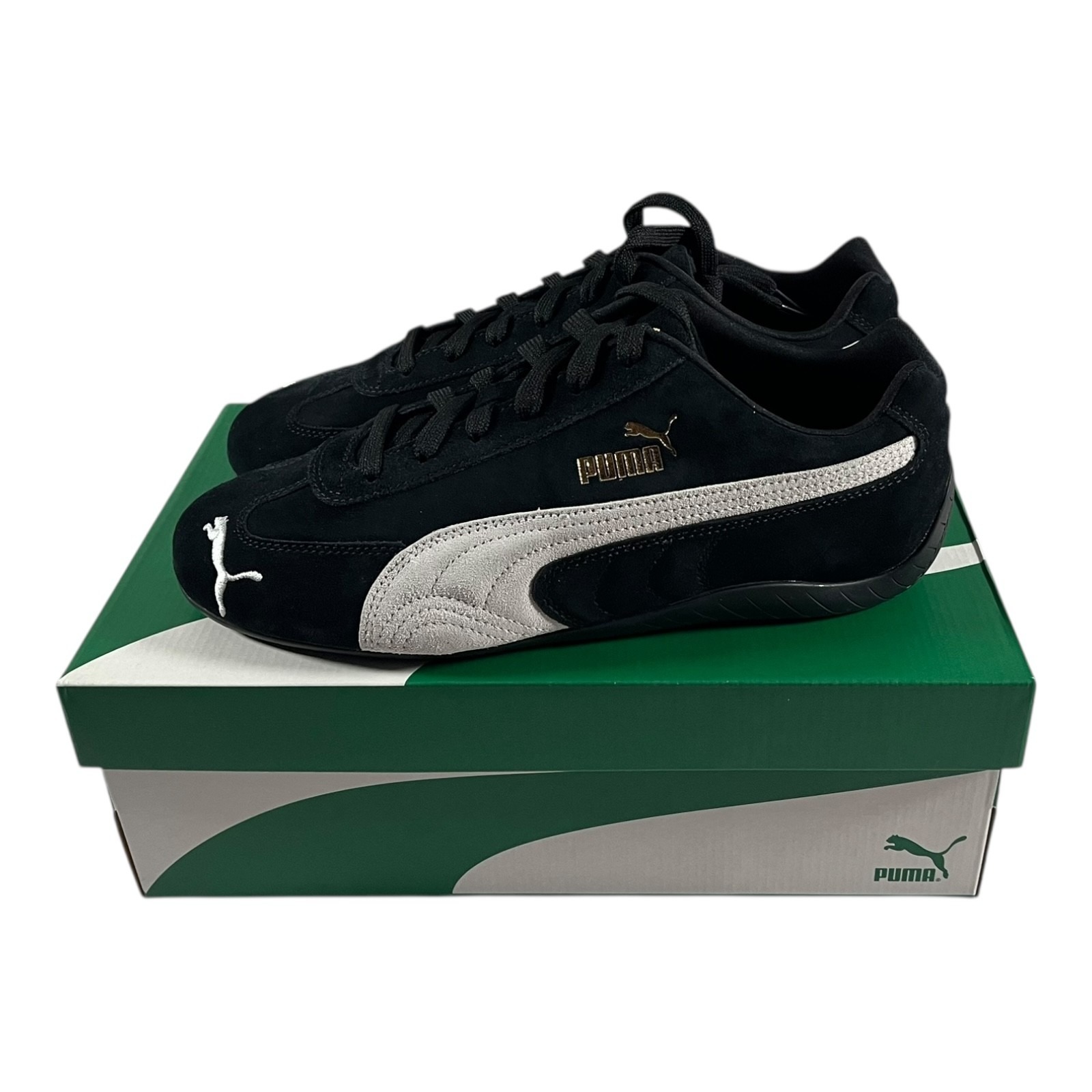Puma Speedcat Black Suede Men's Athletic Shoes Gold Lettering Size 10 New